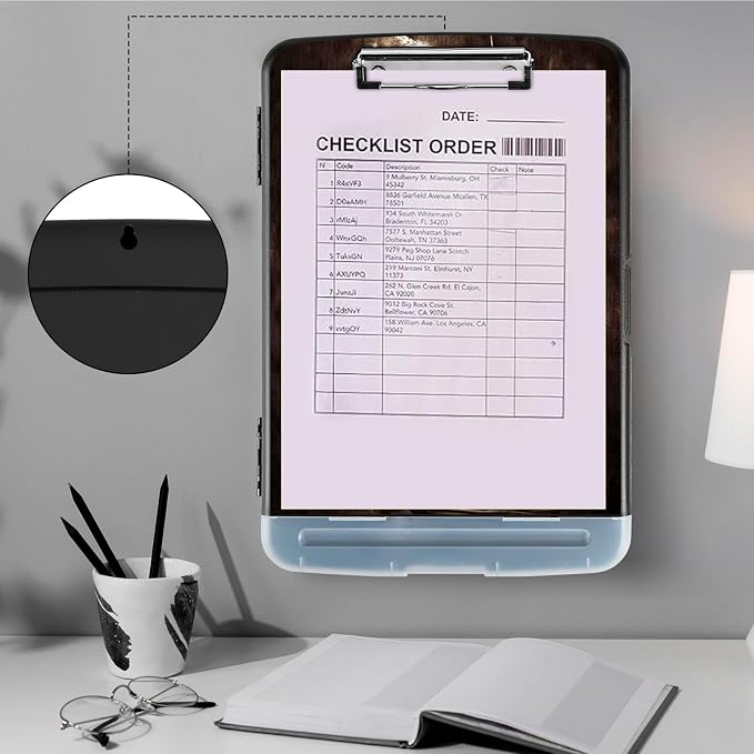 Clipboard with Storage, Heavy Duty Plastic Storage Clipboard with Low Profile - Image 4