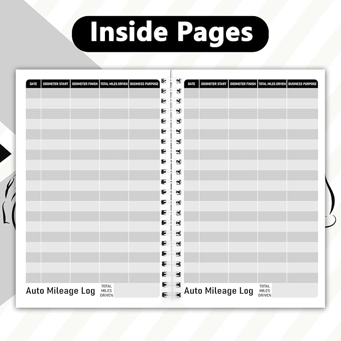 INKNOTE 2 Pcs Auto Mileage Log Book Expense Record Notebook - Image 7