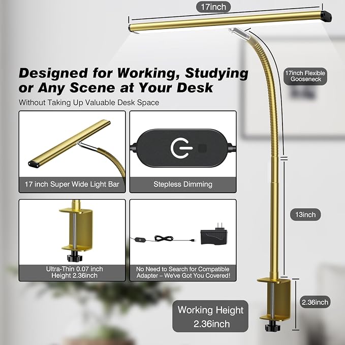 Airlonv LED Desk Lamp for Office Home, Eye-Caring Desk Light - Image 3