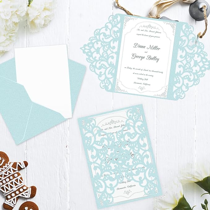 100 Sheets Blue Shimmer Cardstock 8.5 x 11 Metallic Paper, Goefun 80lb Card Stock Printer Paper for Invitations, Weddings, Parties, Showers-DeskLoop Office