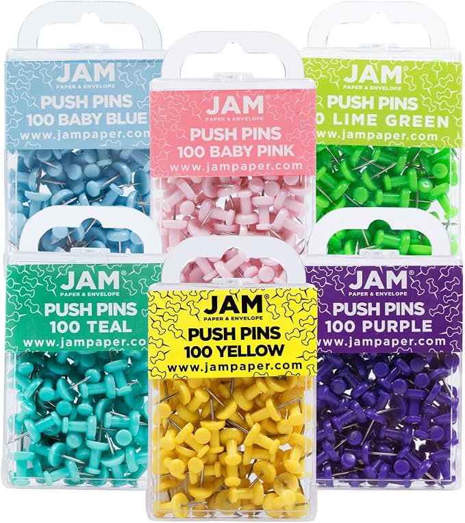 JAM PAPER Colorful Push Pins by JAMPaper