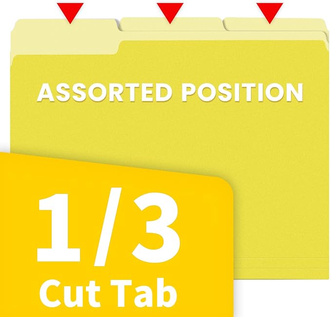 SUNEE File Folders Letter Size Yellow, 100 Pack Manilla Folders 8.5 x 11 - Image 4