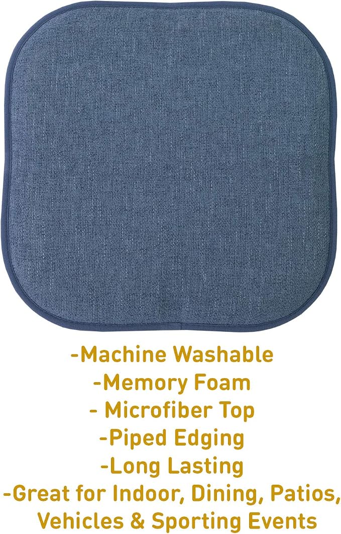 Sweet Home Collection Chair Cushion Memory Foam Pads Honeycomb Pattern Slip Non - Image 3