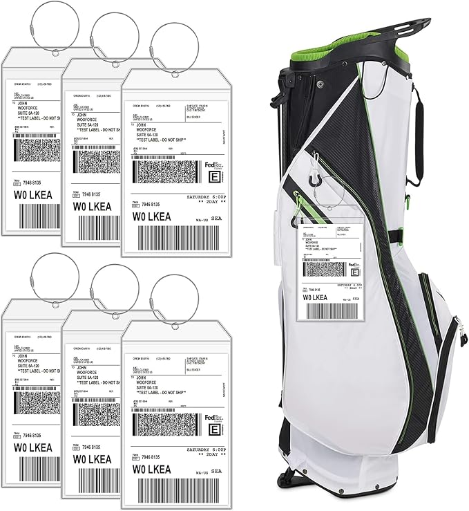 6 Pack Extra Large Golf Luggage Tag 9" x 6" Travel Luggage Bag Tag Plastic by Fowecelt