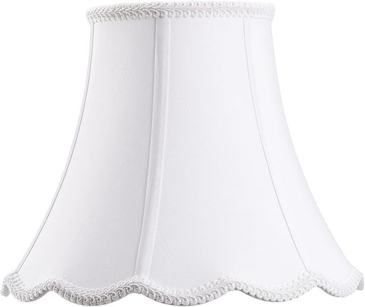 Bell Lamp Shade, Saangseon White Scalloped Lampshade Replacement, Lamp Harp by Saangseon