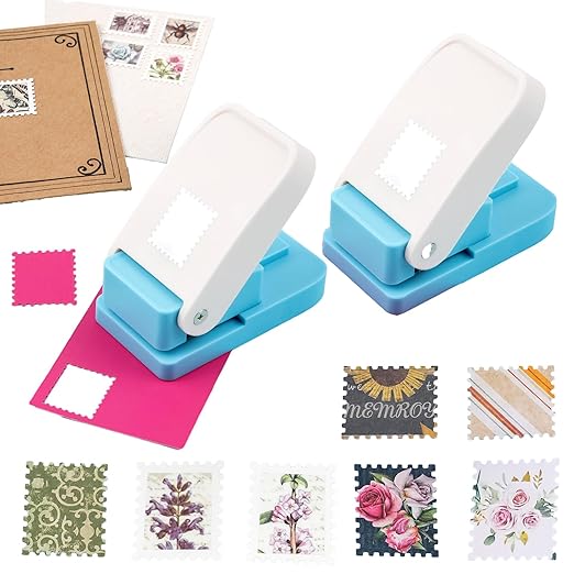 BAOFALI 2Pcs/SetRectangular Postage Stamp Punch 1X0.8inch, Scalloped Rectangle by BAOFALI