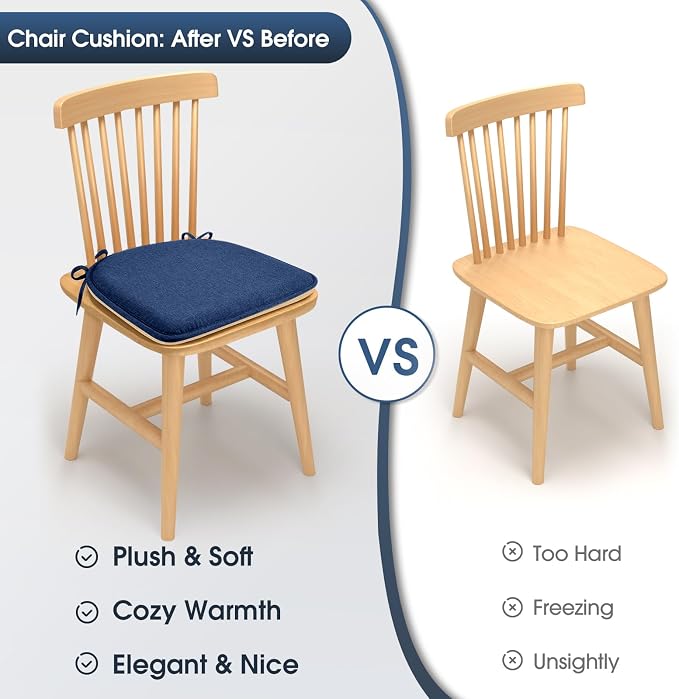 TushGuard Chair Cushions, 4 Pack Memory Foam Chair Pads, Thin Seat Cushion - Image 3