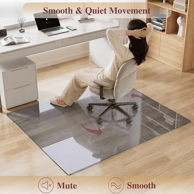 Tempered Glass Office Chair Mat, Scratch Resistant, Rounded Corners & Polished - Image 4