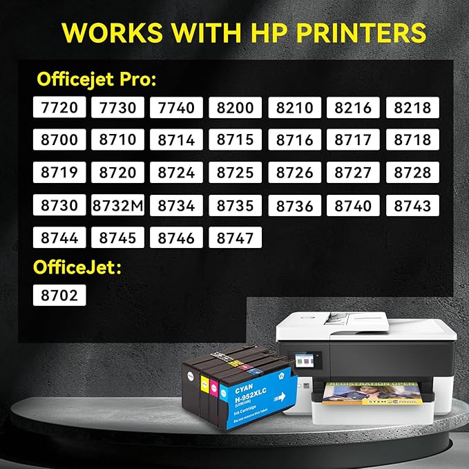 952XL Ink Cartridges Combo Pack for HP 8710 7740 Printers HP952XL Ink Cartridge Black and Color for HP Officejet Pro 8210 8730 8200 8720 8700 7740 8715 8702 8725 8740 4 Pack Black Cyan Yellow Magenta-DeskLoop Office