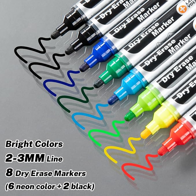 JOBONUS Glass Board Markers Erasable, Neon Dry Erase Markers - Image 2