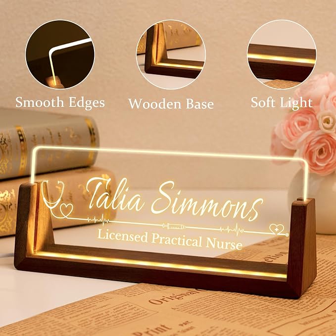 Desk Name Plate Personalized, Light Up Name Plate - Image 4
