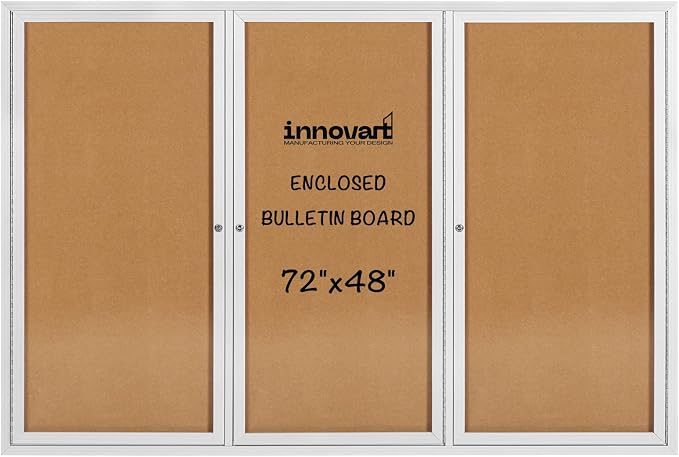 INNOVART Enclosed Bulletin Board 72”x48”, Lockable Cork Noticeboard by INNOVART