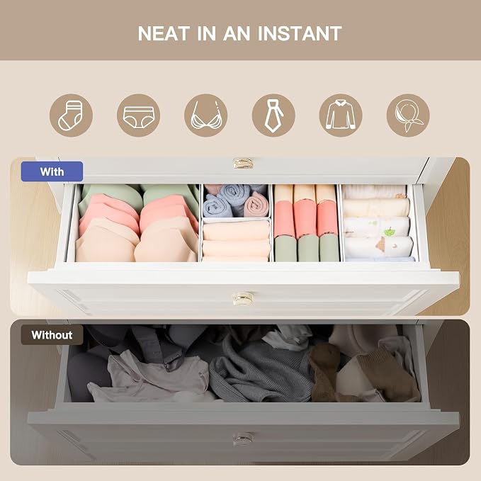 Criusia Drawer Organizer Clothes, 21 Pack Dresser Organizer - Image 3