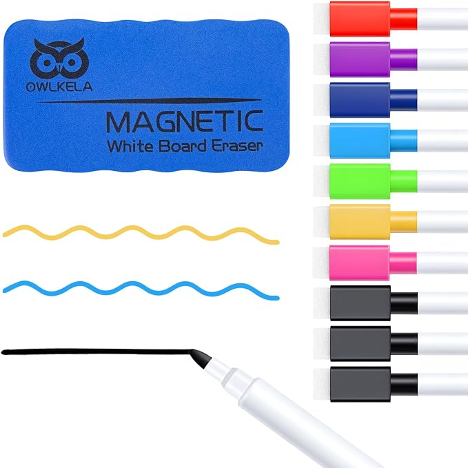 OWLKELA 10 Pcs Colorful Magnetic Erasable Markers by OWLKELA