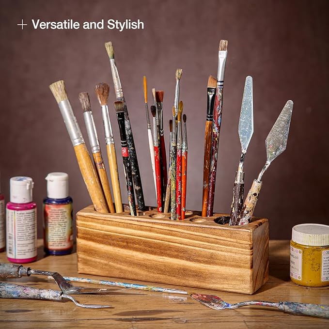 Solid Pine Wood Pen Holder for Desk – Fountain Pen Holder – Stylish Wooden Pencil Holder and Pen Desk Organizer-DeskLoop Office