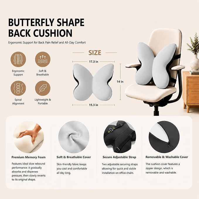Memory Foam Lumbar Support Pillow, Back Support - Image 9