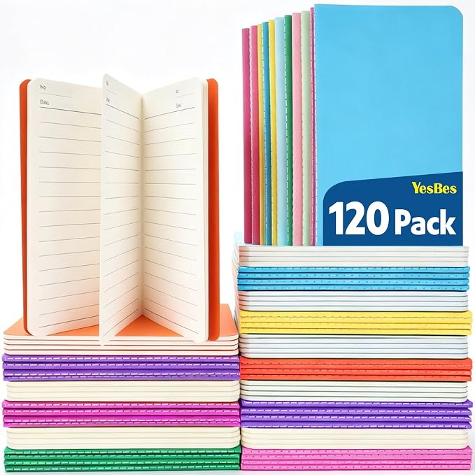 YesBes 120 Pack Small Lined Notepads Bulk, Mini Journal Pocket Notebooks Set by YesBes