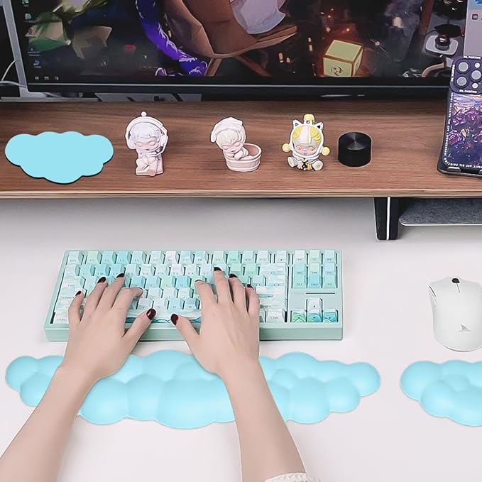 JIKIOU Upgrade Leather Cloud Keyboard Wrist Rest, Cloud Wrist Rest - Image 3