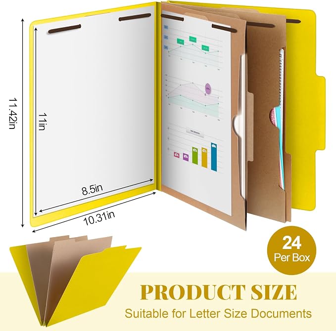 Skyygemm 24 Pcs Classification Folders Letter Size, 2 Pocket Dividers - Image 2