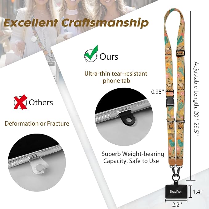 Icycay Phone Lanyard Crossbody, Highland Cow Cell Phone Strap - Image 5