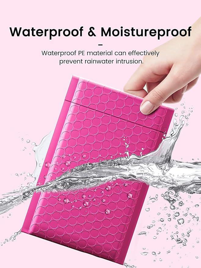 GSSUSA Pink Bubble Mailers 4x8 100 Pack, Self Seal Padded Envelopes | Usable - Image 6