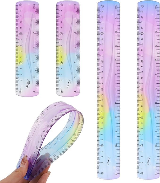 4 Pack Flexible Ruler Set, 12 Inch & 6 Inch Bendable Rulers by Cfyosnk