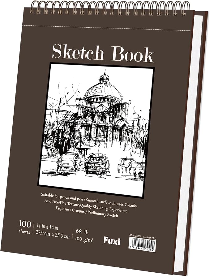 Sketch Book 11 x 14”, 100 Sheets Top Spiral Sketchbook, 68lb /100gsm Drawing - Image 8