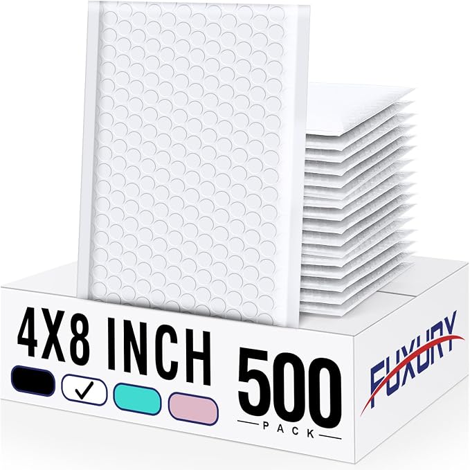 Fuxury Bubble Mailers 4x8 Inch 500 Pack Padded Envelopes Usable Size 4x7" Thick by Fuxury