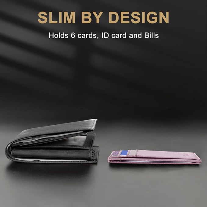 Travelambo Slim Wallet Front Pocket Minimalist Leather RFID Blocking Medium Size - Image 9