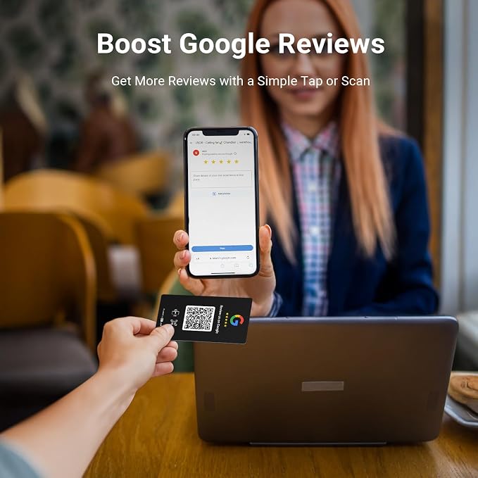 HotLabel Review Card 5-Pack + For Boosting Business Reviews + Black + NFC Tap & - Image 5