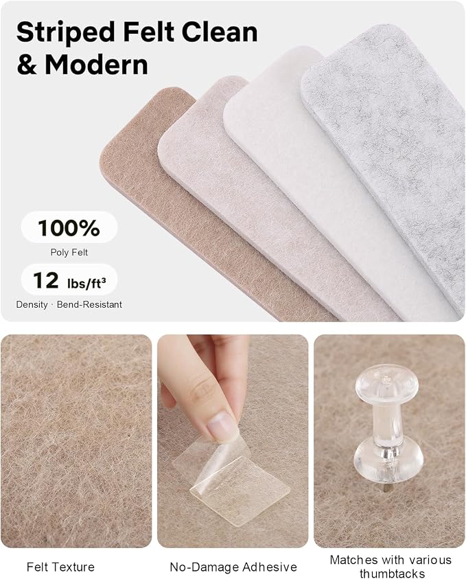 Small Cork Bulletin Board Tiles, Felt Wall Decor and Office Desk Accessories - Image 3