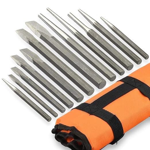 NEIKO 02623A Cold Chisel and Punch Set | 12 Piece | Cr-V Steel | Remove Pins by NeikoTools