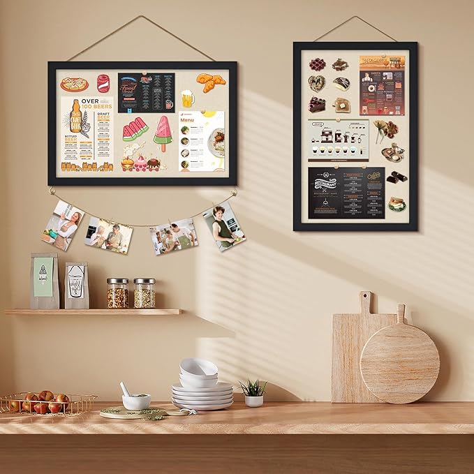 Egofine Cork Board Bulletin Board with Linen, 16x11 Wood Frame Pin Board Wall Decor, 2 Pack Cork Boards for Walls, Hanging Horizontal or Vertically for Office Home Decor School Kitchen, Black-DeskLoop Office