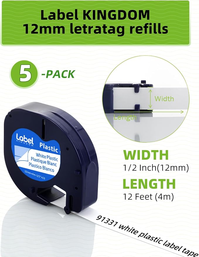 Label KINGDOM Compatible with Dymo Label Maker Refills 91331 S0721660 White - Image 3