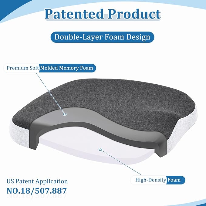 GOFORIT Molded Memory Foam Seat Cushion, Patent Dual-Layer Foam Design Office - Image 2