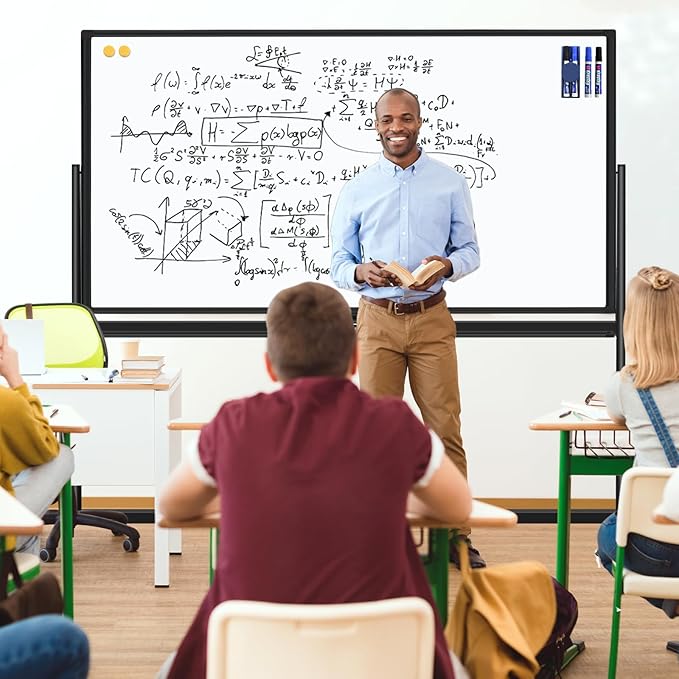 H-Qprobd Dry Erase Board with Stand 72"x40" Magnetic Mobile Whiteboard on Wheels Double-Sided Rolling Whiteboard for Office, Home & School-DeskLoop Office