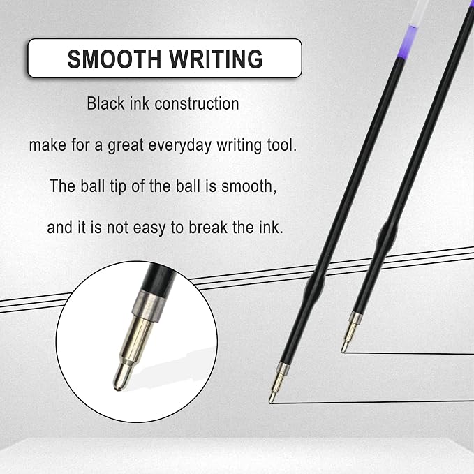 Linbsunne 50 Pieces Ballpoint Refills Medium Point 1mm Black Ink Replaceable - Image 3
