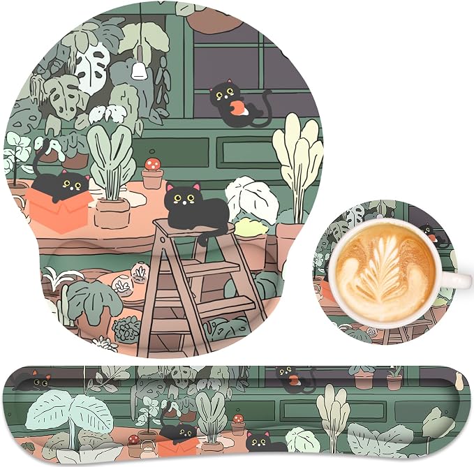 Ergonomic Mouse Pad with Wrist Rest and Keyboard Wrist Rest, Mousepad and Wrist by GJGOO