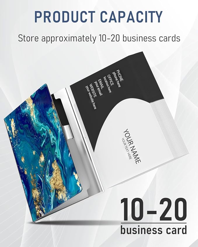 Business Card Metal Slim Organizer, Professional Stainless Steel Square Pocket - Image 2