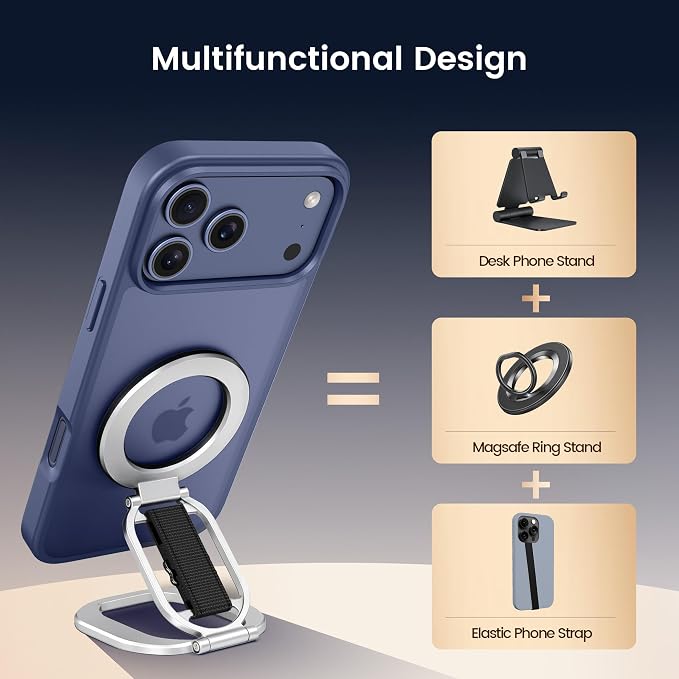 Foldable Double Sided Ring Magnetic Phone Grip & Kickstand, Finger Loop Strap - Image 3