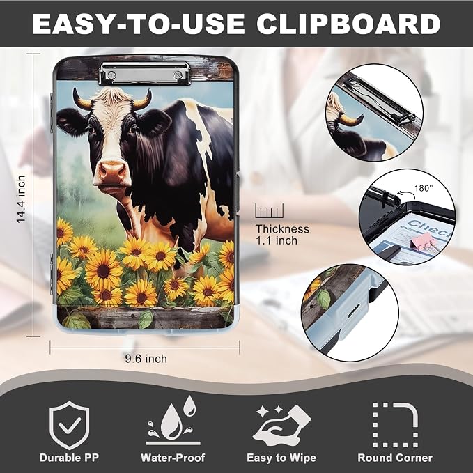 Clipboard with Storage, Heavy Duty Plastic Storage Clipboard with Low Profile - Image 2