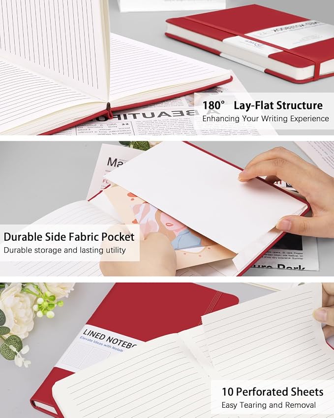 Dynta Hardcover Journal Notebooks, 10 Packs A5 Lined Journals Bulk - Image 3