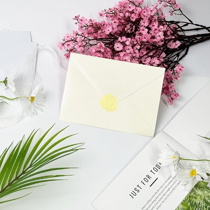 YINUOYOUJIA 50 PCS Pearl Ivory Envelopes A7, 5 x 7 Ivory Shimmer Envelopes - Image 5