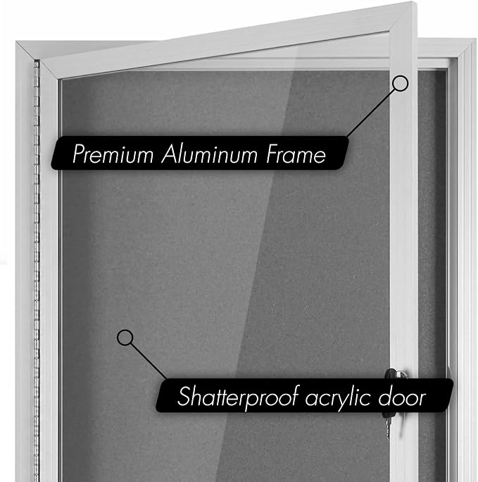 INNOVART Enclosed Bulletin Board 36” x 24”, Lockable Fabric Noticeboard - Image 3