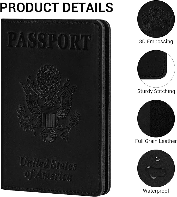 BIAOTIE Premium Leather Passport Holder Covers, Rfid Travel Wallet Passport - Image 4
