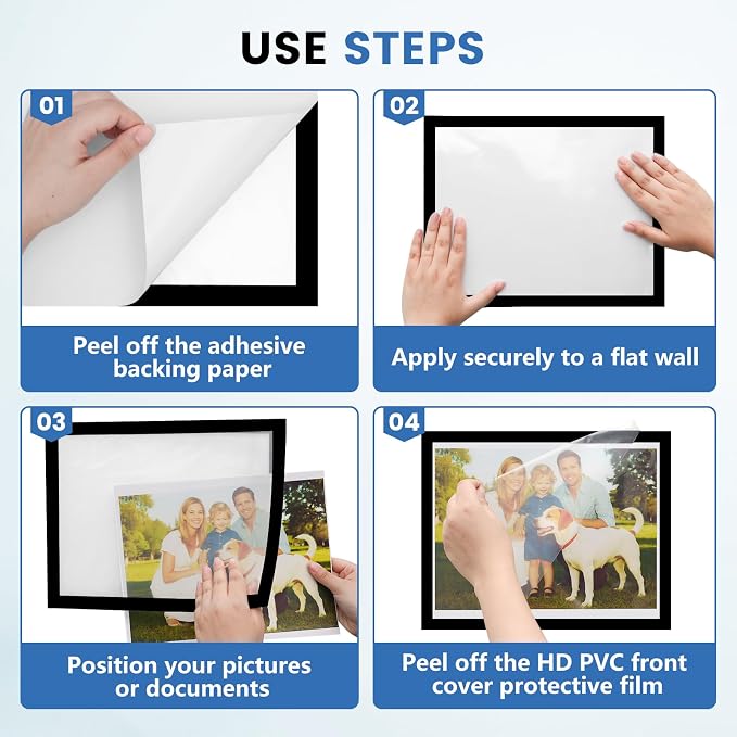 NUITPY 5 Pack Magnetic Sign Holder, 8.5in x 11in Self Adhesive Wall Mount - Image 7