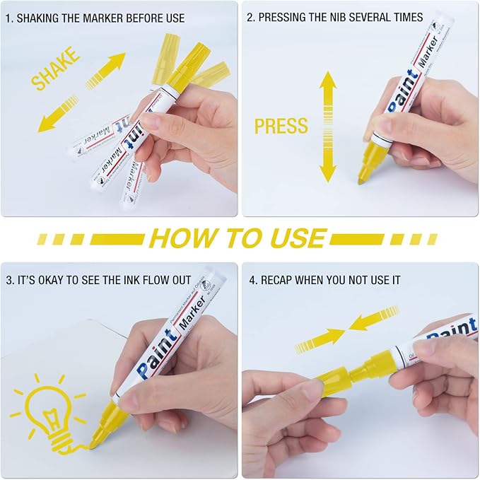 Yellow Paint Pen Permanent Paint Markers - Image 7