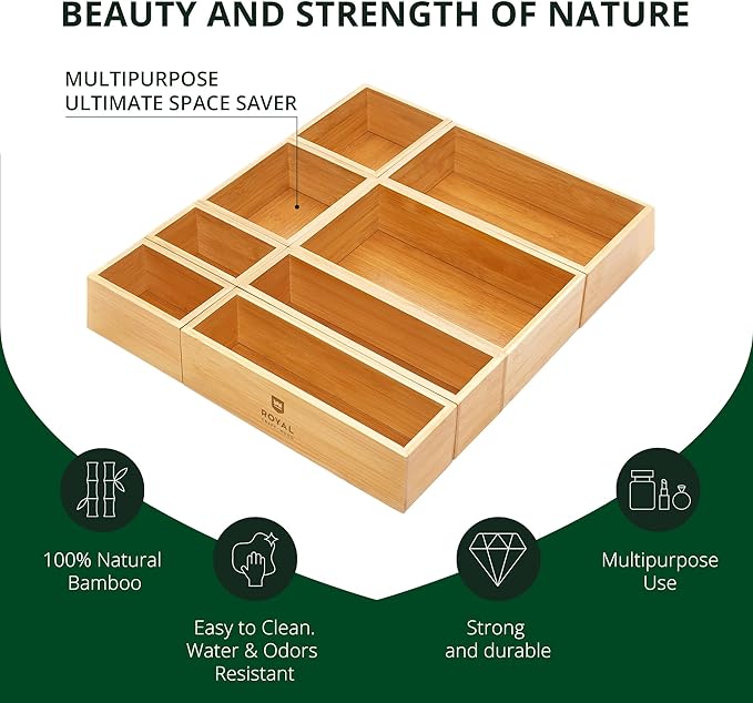 ROYAL CRAFT WOOD Bamboo Jewelry Organizer Box & Chests Set - Image 3