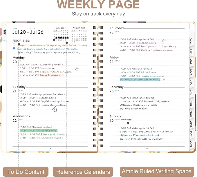 Planner 2026-2027, Weekly and Monthly Academic Year Calendar Planner, July 2026 - Image 2