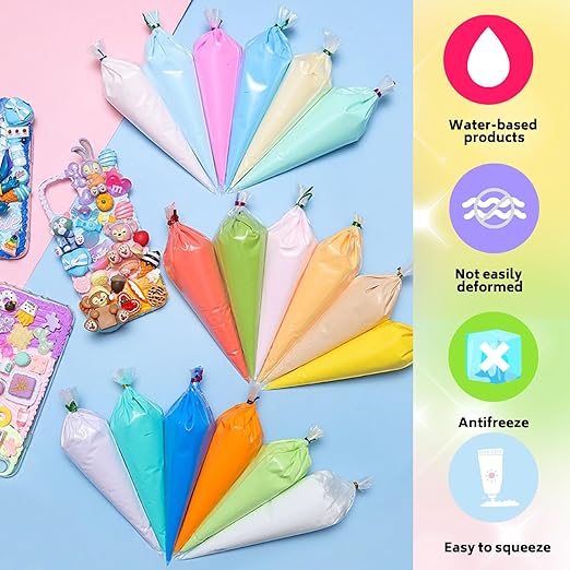 ASTRYAS Cream Glue,10Pcs 100g Decoden Fake Whipped Cream Glue DIY Phone Case Kit with Plastic Piping Tip for DIY Handmade Craft Decoration - Pony Color-DeskLoop Office